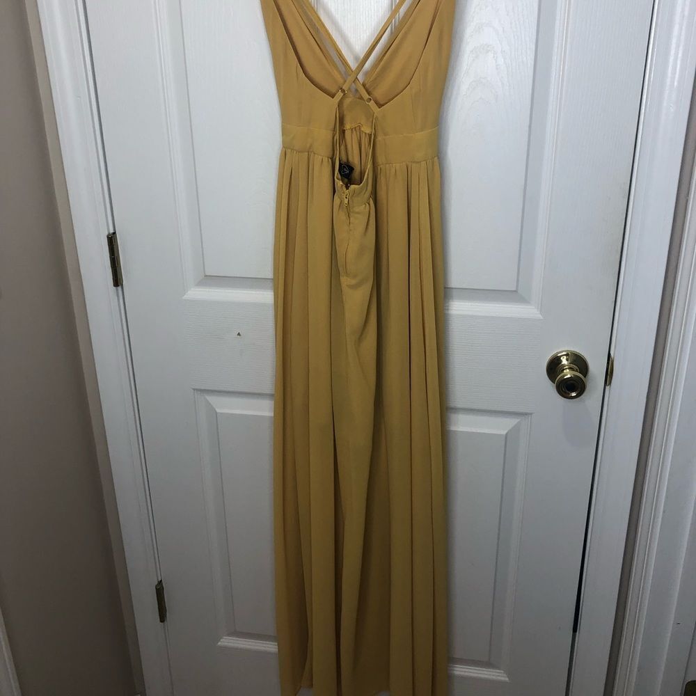 Windsor yellow thin spaghetti strap maxi prom homecoming dress, size small - Picture 10 of 16